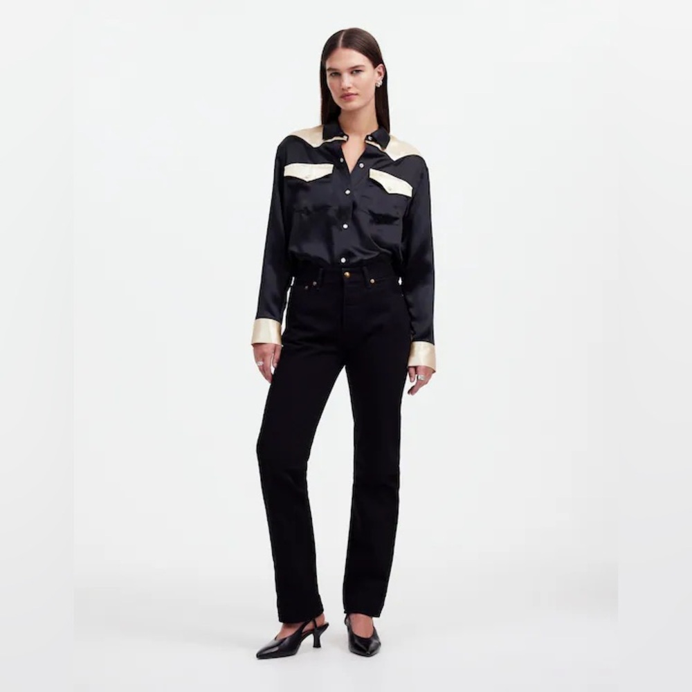 NWOT Alexa Chung for Madewell Black High-Rise Straight Jeans